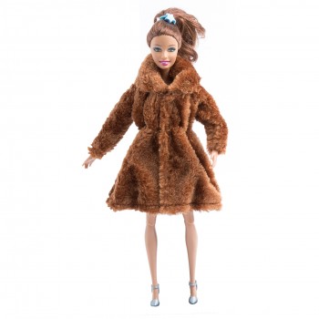 Doll Accessories Winter Wear Warm Fur Coat Dress Clothes For Barbie Dolls Fur Doll Clothing For Doll Kids Toy