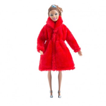 Doll Accessories Winter Wear Warm Fur Coat Dress Clothes For Barbie Dolls Fur Doll Clothing For Doll Kids Toy