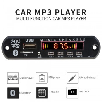 Car Bluetooth FM Radio Handsfree kit Mp3 Player Wireless TF USB 3.5mm AUX 5V 12V Car Audio Modification kit for Speakers