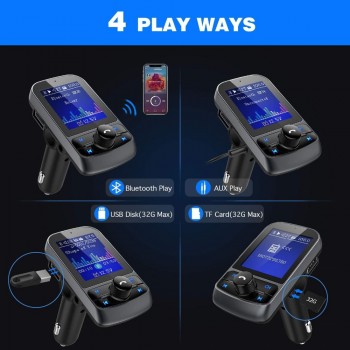 Bluetooth FM transmitter Aux Support 5EQ 1.8 LCD 2-USB Charger Car MP3 Player Bluetooth Handsfree Car Kit Support TF / SD Card