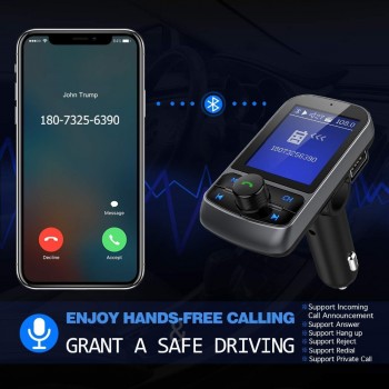 Bluetooth FM transmitter Aux Support 5EQ 1.8 LCD 2-USB Charger Car MP3 Player Bluetooth Handsfree Car Kit Support TF / SD Card