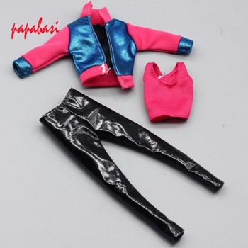 1set White or Pink vest+trousers For Barbie Doll lifestyle Suit windbreaker Clothes Trousers Pajamas