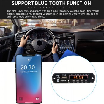 5V 12V Bluetooth Handsfree Mp3 Player FM Radio Wireless Audio Receiver TF USB 3.5mm AUX Car Audio Modification kit for Speakers