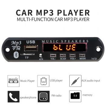5V 12V Bluetooth Handsfree Mp3 Player FM Radio Wireless Audio Receiver TF USB 3.5mm AUX Car Audio Modification kit for Speakers