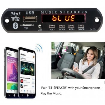 5V 12V Bluetooth Handsfree Mp3 Player FM Radio Wireless Audio Receiver TF USB 3.5mm AUX Car Audio Modification kit for Speakers