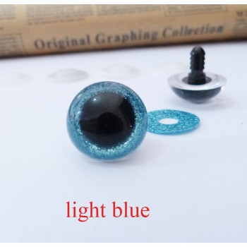 20pcs 14/16/18/20/22mm round plastic clear toy eyes + glitter Nonwovens + hard washer for plush  doll findings-size option