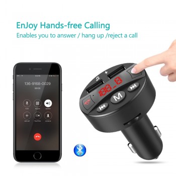 Car MP3 Player FM Transmitter Bluetooth Handsfree Car Kit Music Player FM Modulator 5V 2.1A Dual USB Support TF Card SD Card