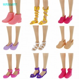 Fashion Modern Flat Shoes High Quality Cute Sandals Mixed Style Colorful Platform Shoes For Barbie Doll Accessories Kids Gifts
