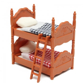 Cute 1 Set Miniature Dolls House Furniture Bunk Bed Figurines Ornaments for Home Kids Room Decor Toy Doll Christmas Gift