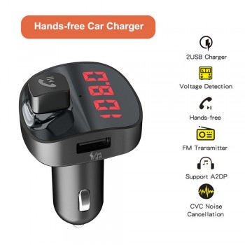 LCD Display Handsfree calling Car Mp3 Player Bluetooth V4.2 Car Kit Dual USB quick Charger FM Transmitter Wireless audio adapter