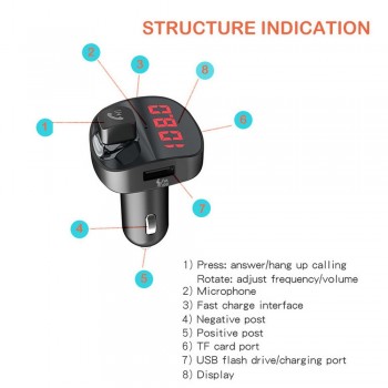 LCD Display Handsfree calling Car Mp3 Player Bluetooth V4.2 Car Kit Dual USB quick Charger FM Transmitter Wireless audio adapter