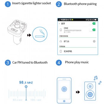 Car MP3 Player USB Bluetooth FM Transmitter Cigarette Lighter Phone Handsfree Charger Radio Kit Wireless Dual Auto Accessories