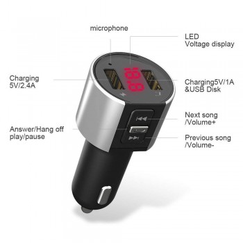 Car Auto Multifunction Bluetooth In-Car MP3 Player FM Wireless Transmitter Dual USB LCD Charger Kit Handsfree Vintage Radio H128