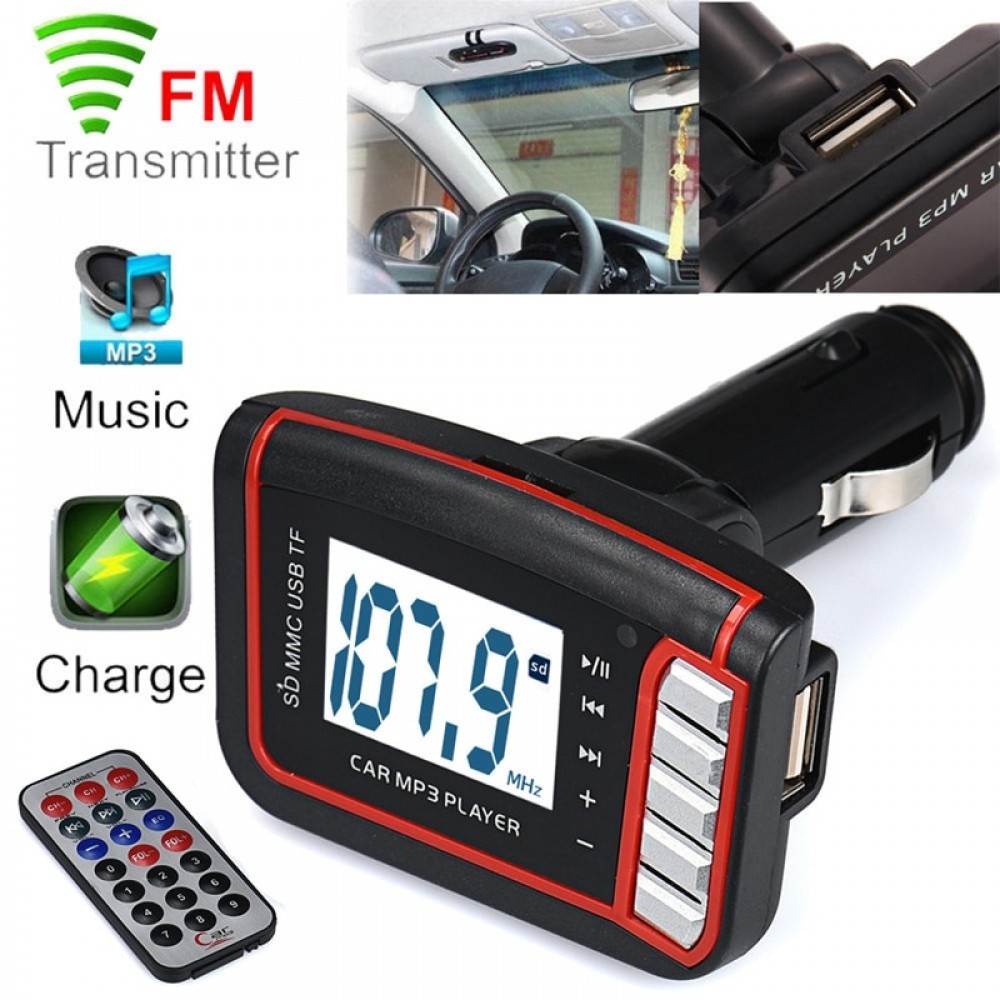 Latest styles LCD Car MP3 MP4 Player Wireless FM Transmitter Modulator SD/ MMC Card w/ Remote @#216