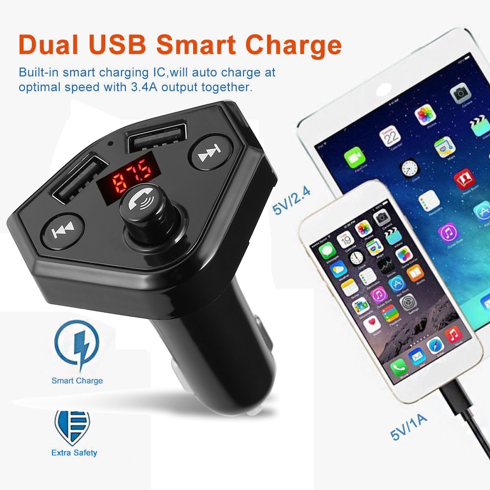 OMESHIN Car Mp3 Player 87.5-108MHz Bluetooth Car FM Transmitter Wireless Radio Adapter USB Charger Mp3 Player 18 Octo 2