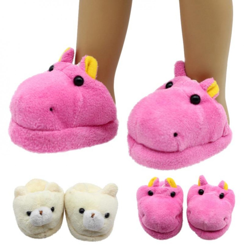 For 18 Inch American Doll Cute Animal Plush Slippers girl doll accessories toys for children 2018 drop ship K3