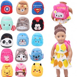 Doll bag School backpack various colors cartoon animal patterns fit 18 inch American dolls Girl and 43 cm baby doll Gift c472