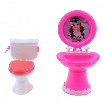 1Set Bathroom Furniture Doll Accessories Plastic Toilet for Barbie Beautiful Gift Fittings House Suit For Child(Random)