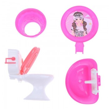 1Set Bathroom Furniture Doll Accessories Plastic Toilet for Barbie Beautiful Gift Fittings House Suit For Child(Random)
