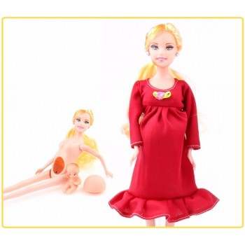 Toys Family Carriage Real Pregnant Doll Gifts 5 People Dolls Suits