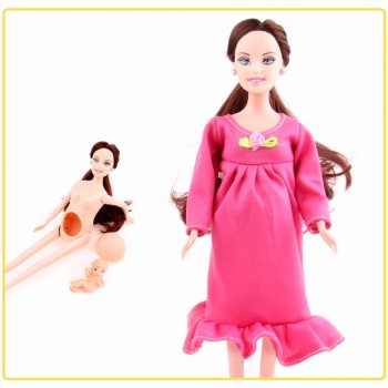 Toys Family Carriage Real Pregnant Doll Gifts 5 People Dolls Suits
