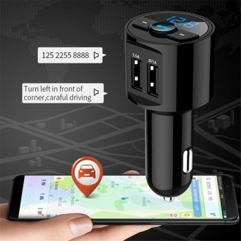 Bluetooth 4.2 version Car Kit MP3 Wireless FM Transmitter Dual USB Charger Handsfree support open voice prompts caller number #1