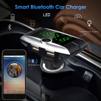 Car Auto Multifunction Dual USB Charger Car Kit Wireless Bluetooth FM Transmitter Modulator MP3 Player Vintage Radio SD Card H28
