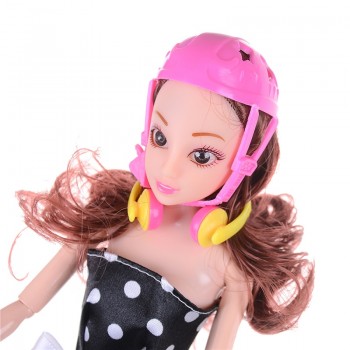 4PCS/Set  Decorative Roller Skate Fancy Doll Shoes+headset+helmet For Barbie Kids Girls Toy Roller Play
