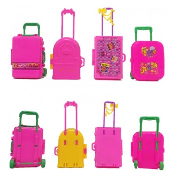 NK Fashion Doll Accessories Plastic Furniture Kids Toys Play House 3D Travel Train Suitcase Luggage For Barbie Doll Best Gift