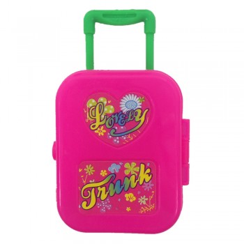 NK Fashion Doll Accessories Plastic Furniture Kids Toys Play House 3D Travel Train Suitcase Luggage For Barbie Doll Best Gift