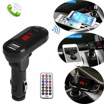 Multifunction Car Kit Hands-free Wireless FM Transmitter MP3 Player Handsfree Car Kit USB TF SD Remote  modulatory Black Silver