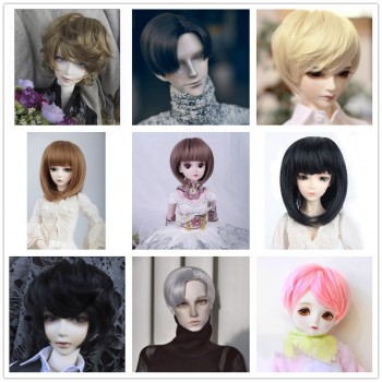 LIMPOPO BJD Wig 1/3 1/4 short Black Straight and curly Bangs hair High Temperature Fiber for doll free shipping