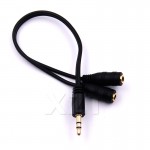 plated Audio Stereo Plug 3.5mm 1 Male to 2 Female Adapter Cable Spliter microphone and headphone