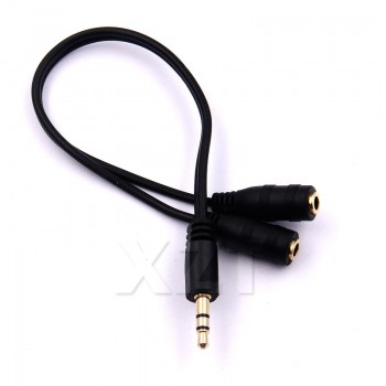 plated Audio Stereo Plug 3.5mm 1 Male to 2 Female Adapter Cable Spliter microphone and headphone