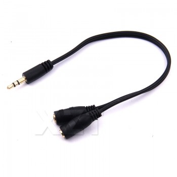 plated Audio Stereo Plug 3.5mm 1 Male to 2 Female Adapter Cable Spliter microphone and headphone
