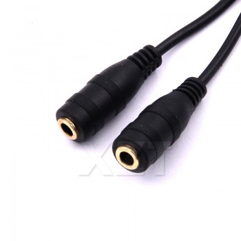 plated Audio Stereo Plug 3.5mm 1 Male to 2 Female Adapter Cable Spliter microphone and headphone