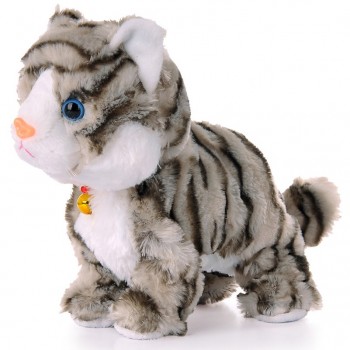 Soft Electronic Pets Sound Control Robot Cats Stand Walk Electric Pets Cute Interactive Toys Cat Plush Baby Toys For Kids