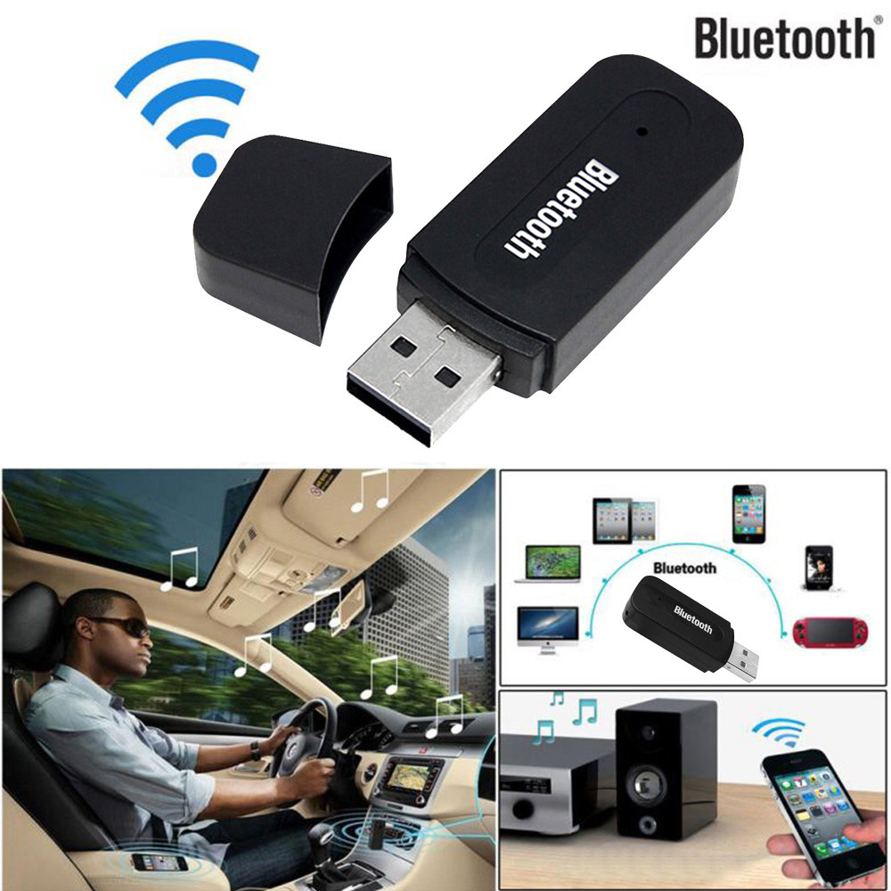 Top Quality Wireless Bluetooth 3.5mm Car Wireless USB Bluetooth Aux Audio Stereo Music Speaker Receiver Adapter Dongle+Mic #0726