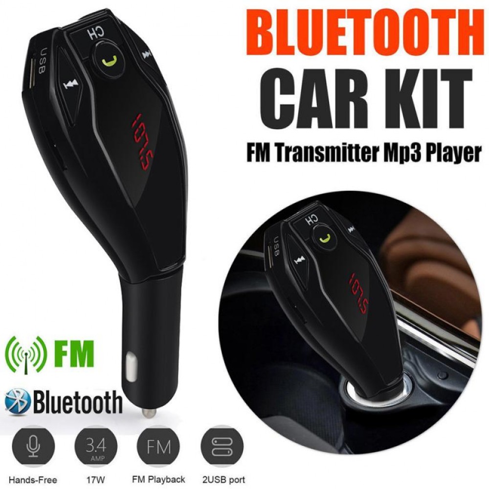 100% NEW Wireless Bluetooth FM Transmitter Modulator Car Kit MP3 Player Dual USB Charger Suppor caller number phones music