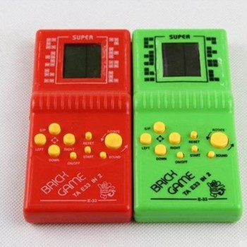 Classic Handheld Game Machine Tetris Brick Game Kids Game Machine with Game Music Playback without Battery