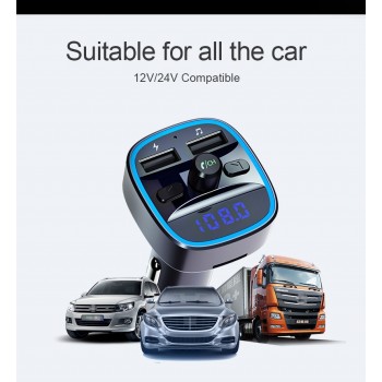 Car Auto Multifunction Kit Handsfree Wireless Bluetooth 5.0 FM Transmitter LCD MP3 Player USB Charger Vintage Radio SD Card H128
