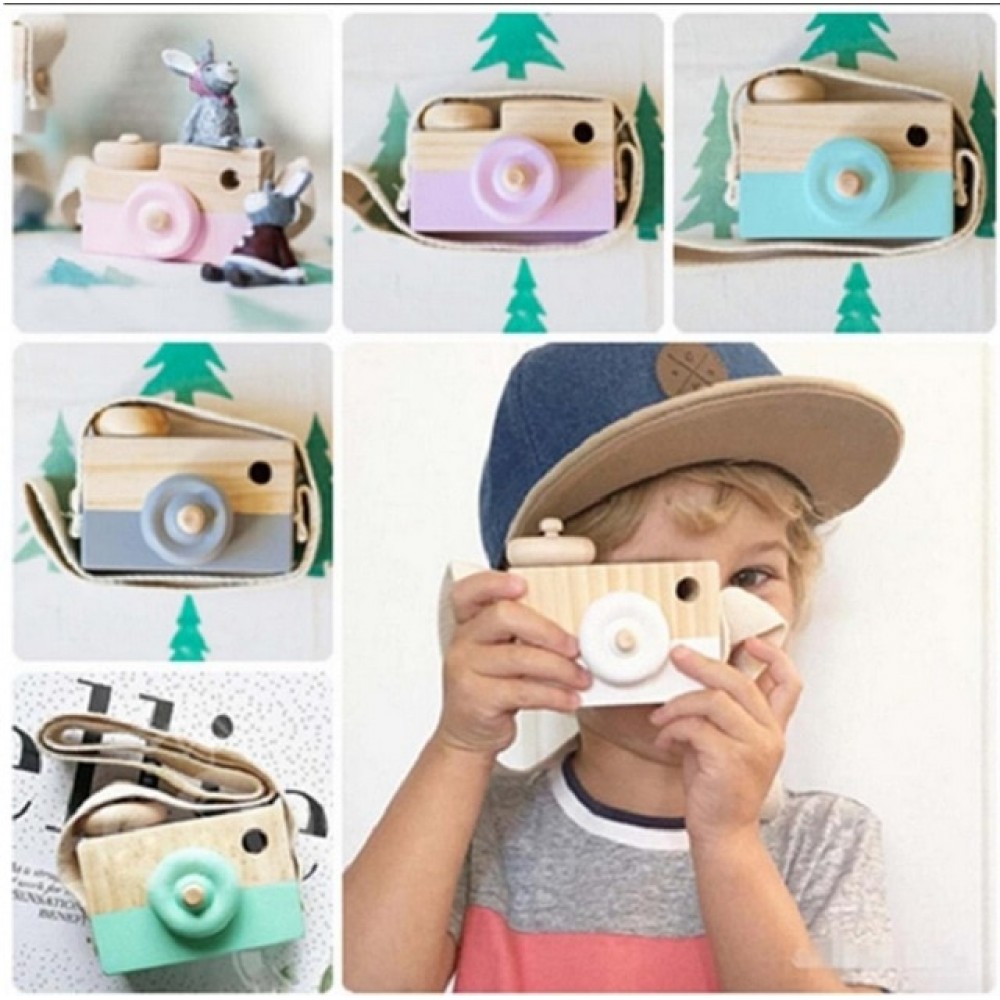 Mini Cute Wood Camera Toys Safe Natural Toy For Baby Children Fashion Clothing Accessory Toys Birthday Christmas Holiday Gifts