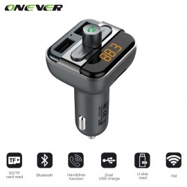 Onever Bluetooth Car Kit Handsfree FM Transmitter MP3 music Player 5V 3.4A Dual USB Car charger Support Micro SD Card 32G