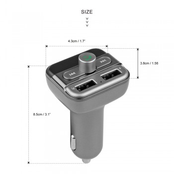 Onever Bluetooth Car Kit Handsfree FM Transmitter MP3 music Player 5V 3.4A Dual USB Car charger Support Micro SD Card 32G