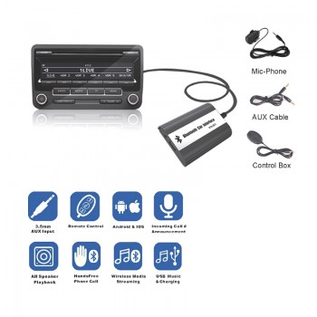 OOTDTY Handsfree Car Bluetooth Kits MP3 AUX Adapter Interface For Volvo HU-series S60