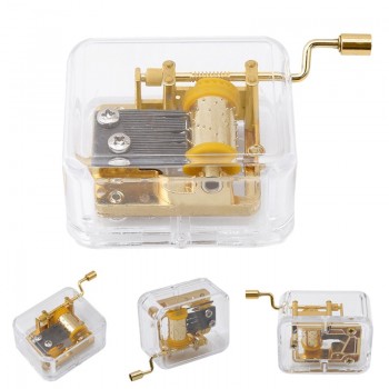 Acrylic Hand Crank Metal Movement Music Box Kids Toy Xmas Birthday Gift  88 S7JN