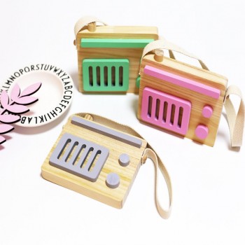 Nordic Hanging Wooden Radio Camera Toys Kids Toys Gift 17*11CM Room Decor Furnishing Articles Christmas Gifts For Kid Wooden Toy