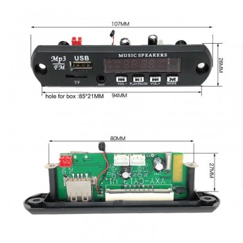 5v 12v Bluetooth 4.2 MIC Audio Module MP3 WMA Player MP3 decoder with Board Module TF Card Slot / USB / FM / remote display