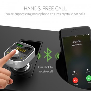 Wireless 3.0 Quick Charge In-Car Bluetooth FM Transmitter Radio Adapter Car Kit MP3 Player Hands-Free with LCD Display HY28S