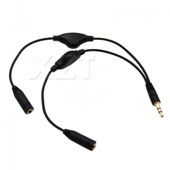 3.5mm Headphone Stereo Audio Y Splitter Cable Cord With Separate Volume Controls Z17